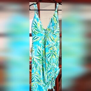 Swim-dress (fitted, brief, side cinch)